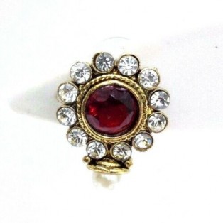 Gold Oxidized Women Earring Stud Jewelry PushBack Classy Gift Rhinestones Bead 2